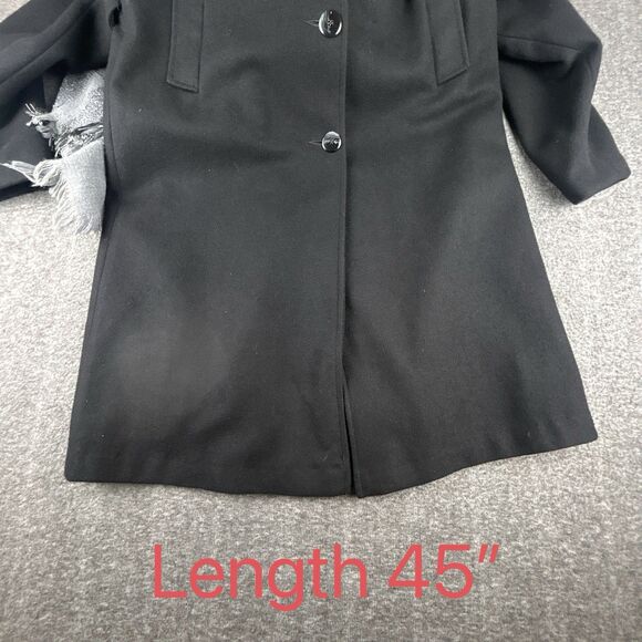 VTG Miss New Yorker Wool Blend Scarf Coat Womens Sz L Black USA Made 90s Winter - Picture 14 of 14